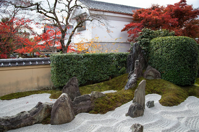 Zen rock garden in autumn, Kyoto, Japan