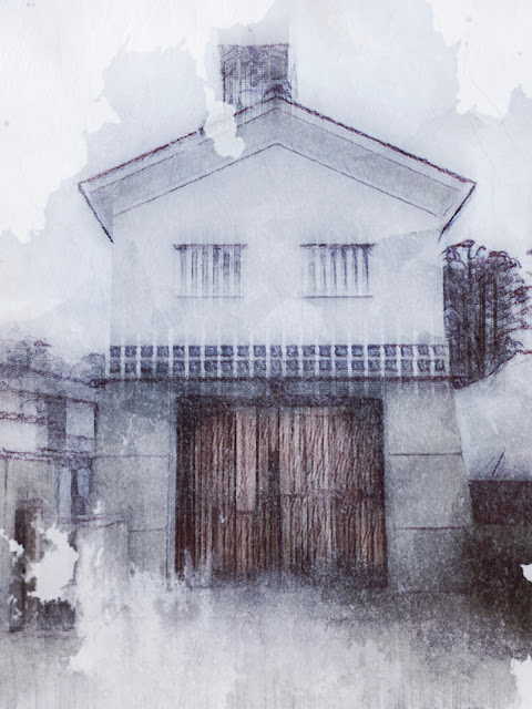 Japanese House, watercolor style, shot with iPhone 11 pro and Adobe Photoshop Camera app