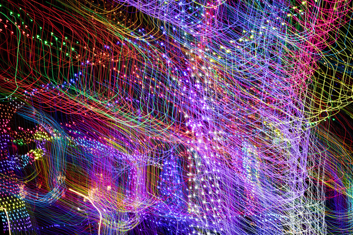 Abstract image of holiday lights from Round Rock, Texas in the Forrest Creek area 
