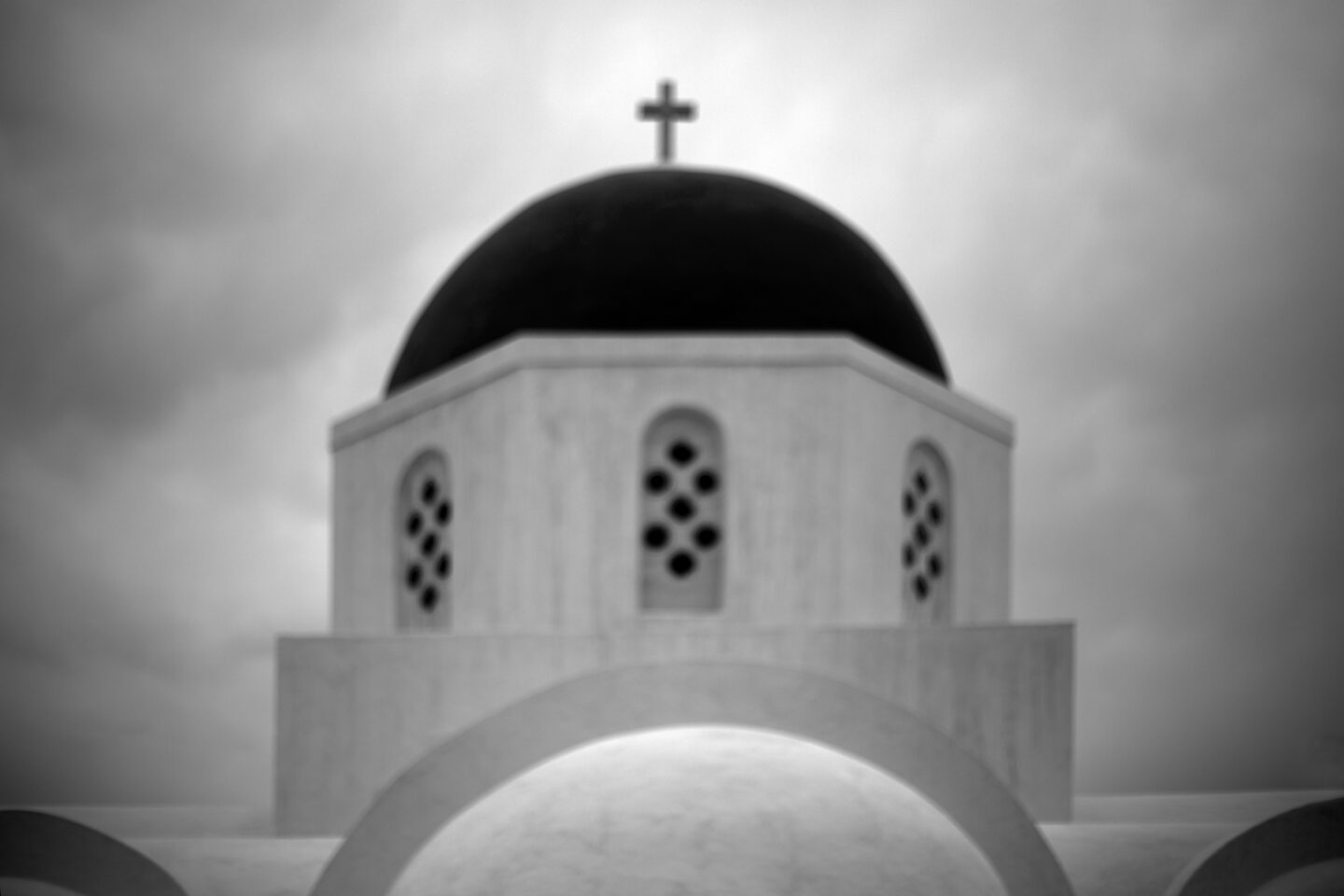 Greek domed church on the Island of Santorini, Greece. 