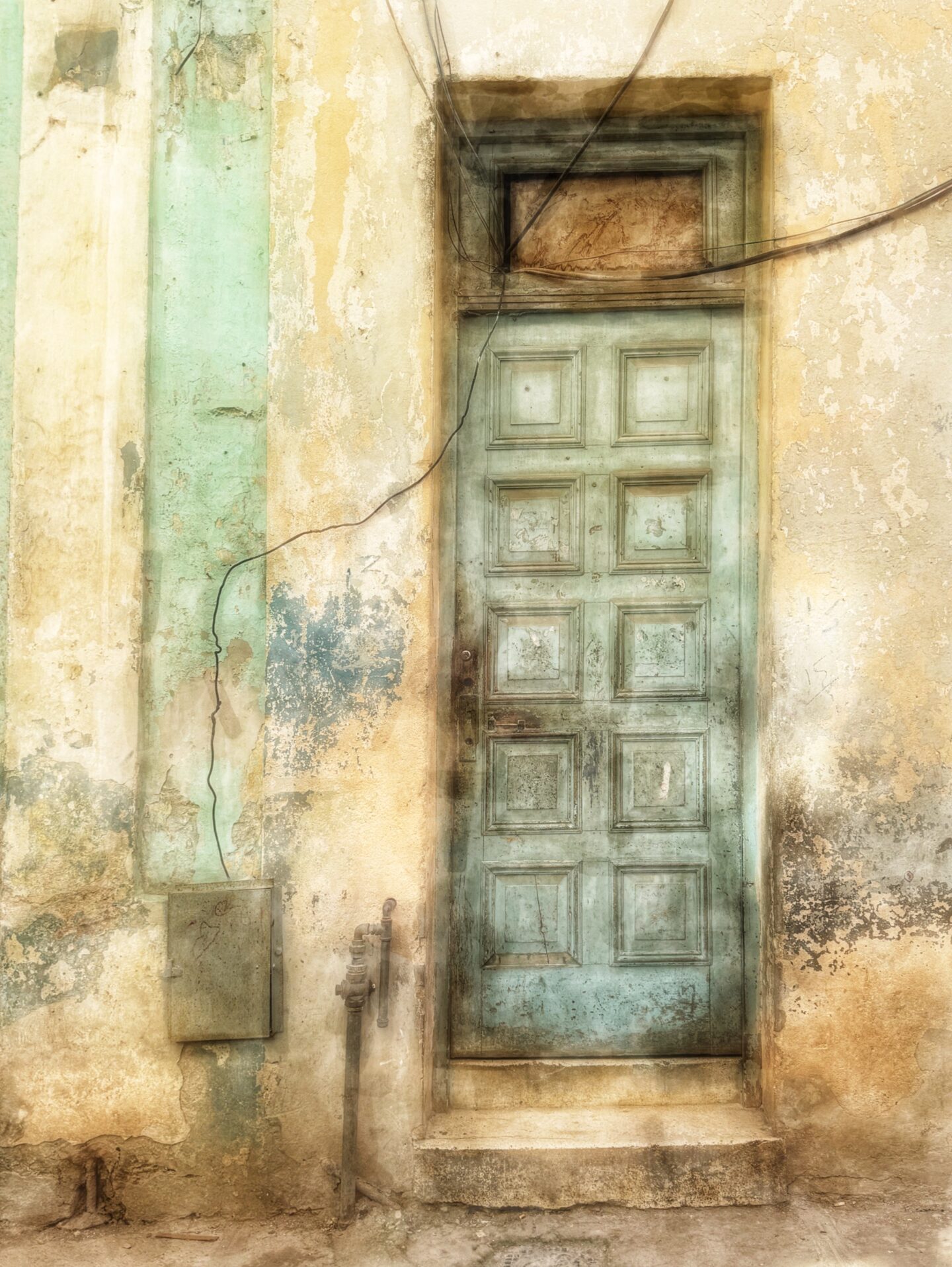 Painted door in green, doorway and wire from Old Havana, Cuba by Carol Schiraldi of Carol's Little World 